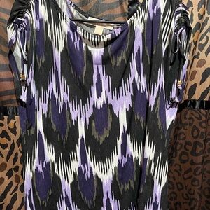 Michael Kors Purple and Black Patterned Blouse